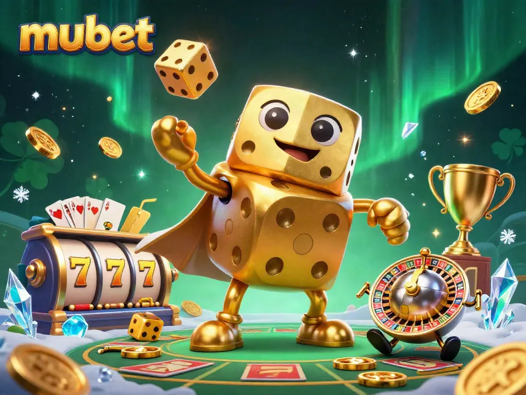 Experience excitement with mubet as golden dice and slots fill the vibrant casino scene.