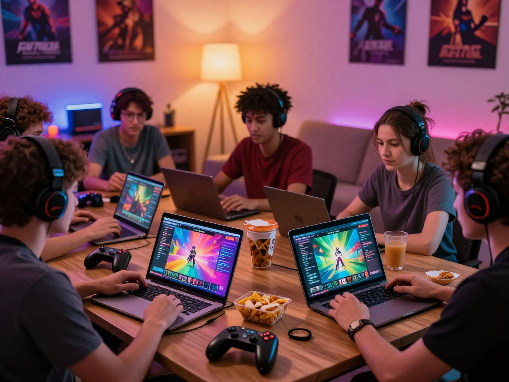 Engaging gaming moment of adults playing a sex game online in a cozy living room.