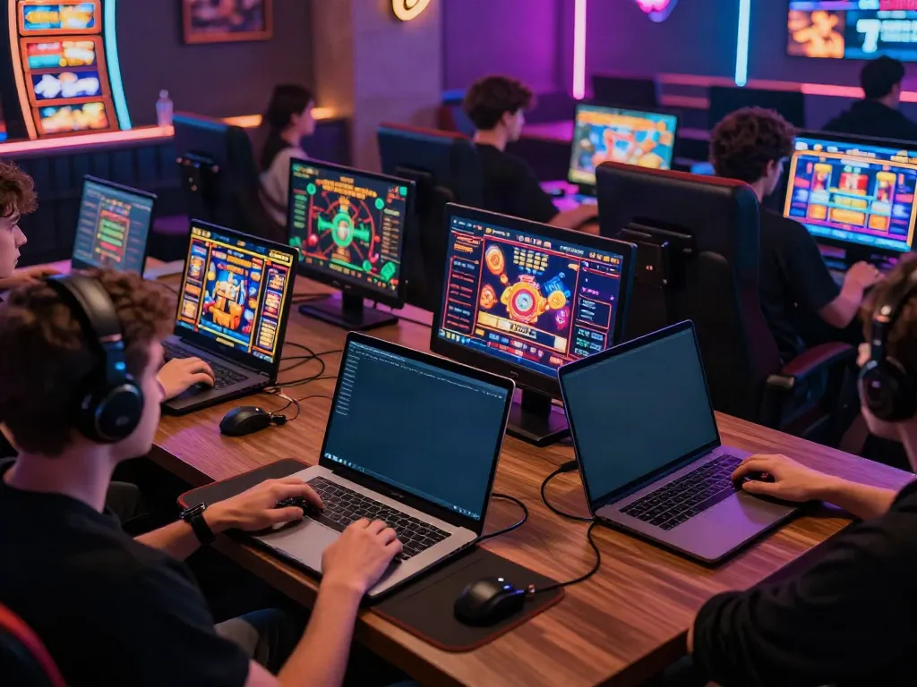A80 gaming platform scene showing players enjoying diverse online games in a vibrant modern setting.