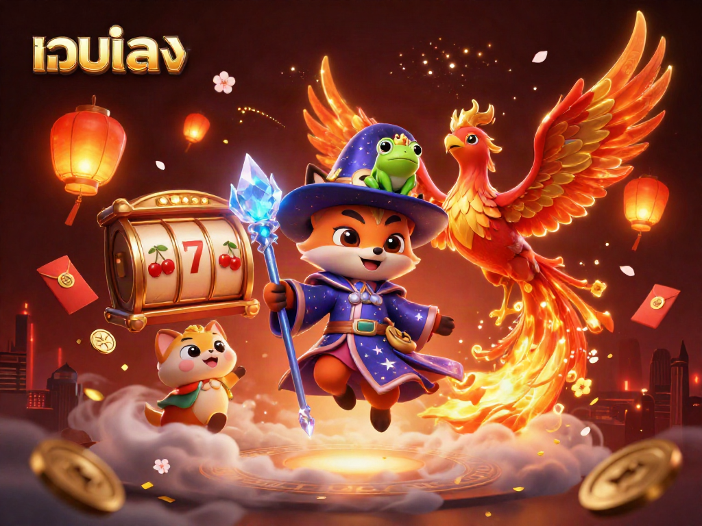 Win big with เว็บตรง in this vibrant 3D casino scene filled with excitement and fortune elements.