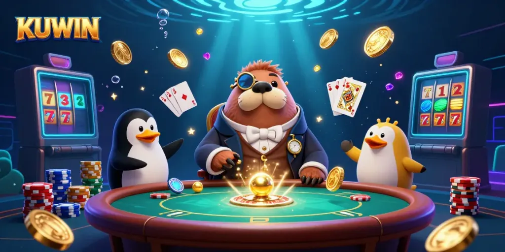 Experience thrilling gameplay at KUWIN's underwater casino with vibrant characters and dazzling effects.