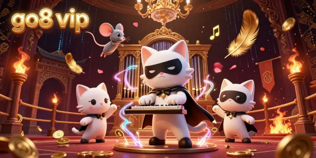 Engage with the go8 vip experience through this artistic casino scene featuring unique characters and rich gaming elements.