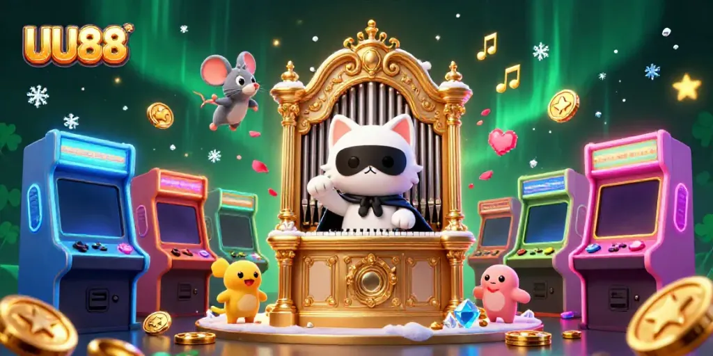Experience the thrill of gaming with UU88 in this captivating casino illustration.