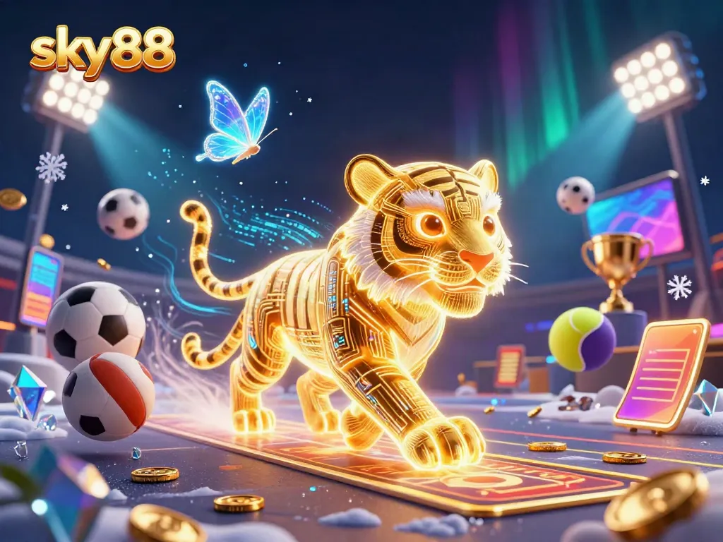 Experience the thrilling digital casino adventure with sky88 as a vibrant golden tiger leads the way.